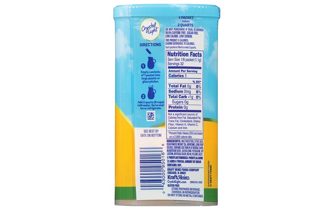 Crystal Light Decaf Lemon Iced Tea Natural Flavor (Made With Black Tea)   Plastic Container  28 grams